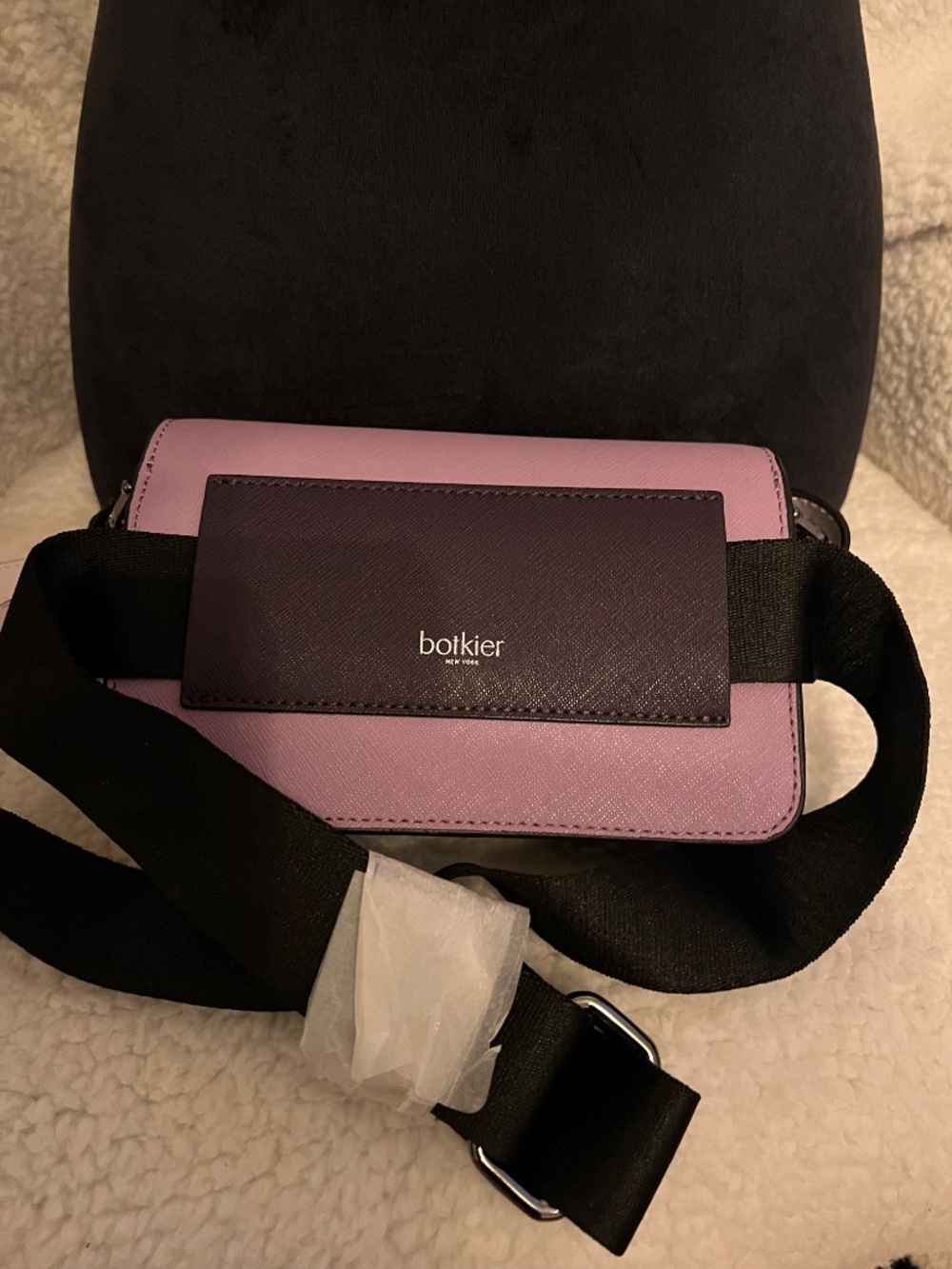 Botkier Cobble Hill Crossbody Bag in a purple and plum colorblock design.